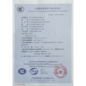 中國國家強制性產品認證證書MPZ/6